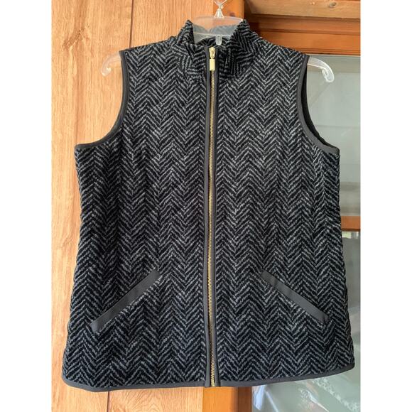 Charter Club herringbone textured vest women's size small black gray full zip - Picture 12 of 13